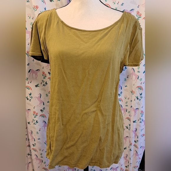 EUC Anthropologie The Odells Green Boho Cottage Ruffle Blouse Shirt Top SZ XL - Picture 1 of 5